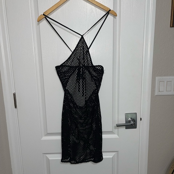 MICHAEL COSTELLO x REVOLVE Melinda Mini Dress in Black Mesh Sheer Fishnet Small - Picture 3 of 6